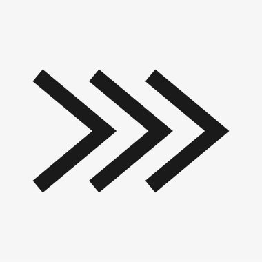 Ok simgesi. İmleç. Modern basit oklar, üç siyah simge sırayla dizilmiş, sağ tarafı işaret ediyor..