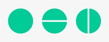 Çemberin iki parçası. Aynı boyutta iki sektöre sahip turta grafiği.