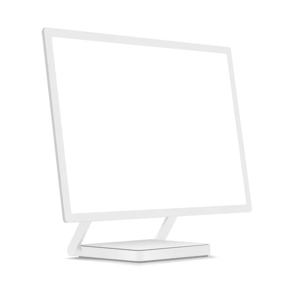 Weiße Monitor-Attrappe mit perspektivischer Ansicht — Stockvektor