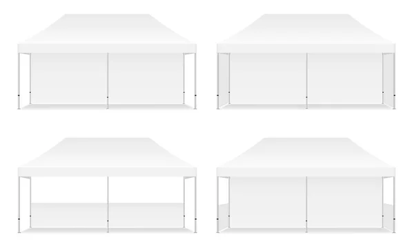 Quatre tentes rectangulaires promotionnelles extérieures isolées — Image vectorielle