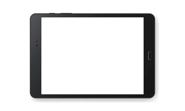 Horizontale schwarze Tablet-Computer-Attrappe isoliert — Stockvektor