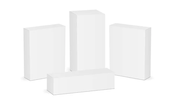 Négy fehér üres téglalap alakú doboz készlet — Stock Vector