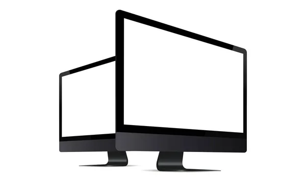 Computer monitor nero modello con prospettiva vista laterale — Vettoriale Stock