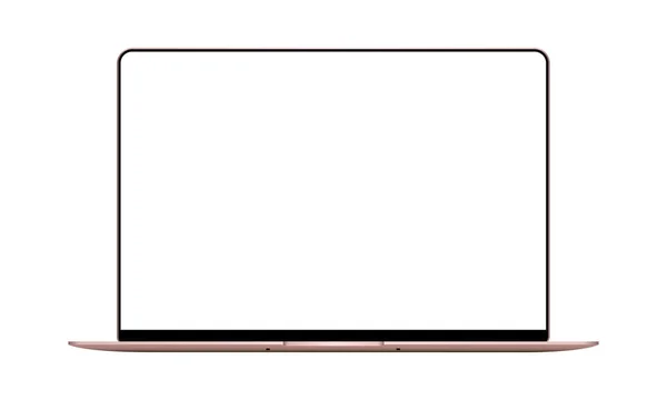Ноутбук рожевий макет з порожнім безкаркасним екраном - вид спереду — стоковий вектор