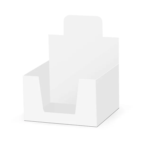 Caja de visualización de cartón maqueta - vista de medio lado — Vector de stock