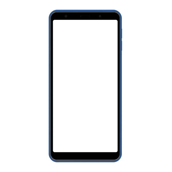 Móvil sin marco mockup azul con pantalla en blanco — Vector de stock