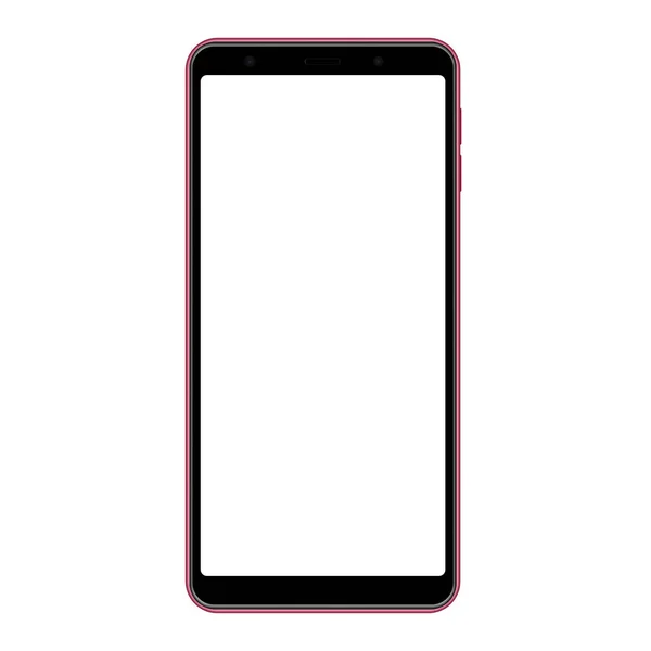 Cellphone frame, roze mockup met leeg scherm - vooraanzicht — Stockvector