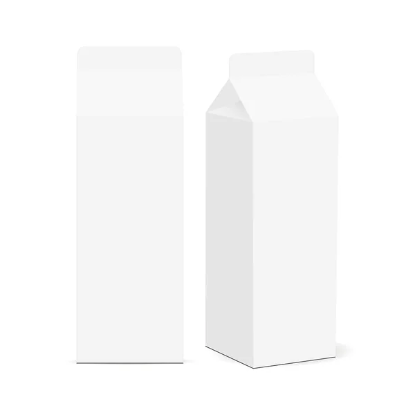 Mléko karton box maketa izolovaných na bílém pozadí — Stockový vektor