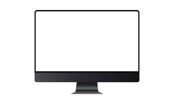 Computador monitor preto mock up com tela sem moldura em branco —  Vetores de Stock