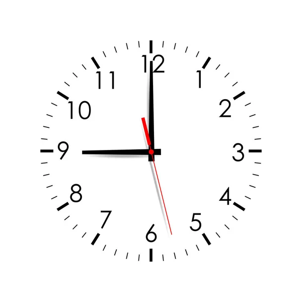 時計の文字盤の分離の白い背景を模擬。9 — ストックベクタ