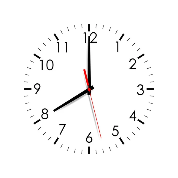 Orologio volto isolato su sfondo bianco. Ore 8: 00 — Vettoriale Stock