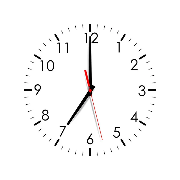 Clock dial shows 7:00 isolated on white background — Stock Vector