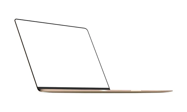 Laptop Gold Mock Up com tela sem moldura em branco - Vista esquerda —  Vetores de Stock