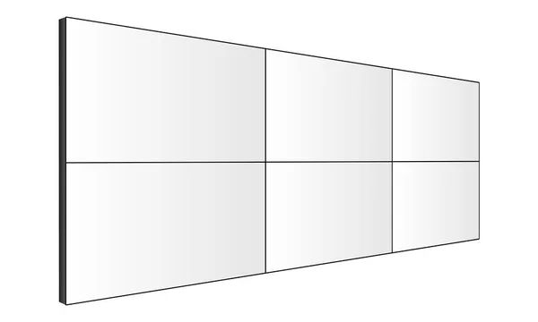 Pared de vídeo LCD maqueta - vista lateral de perspectiva — Vector de stock