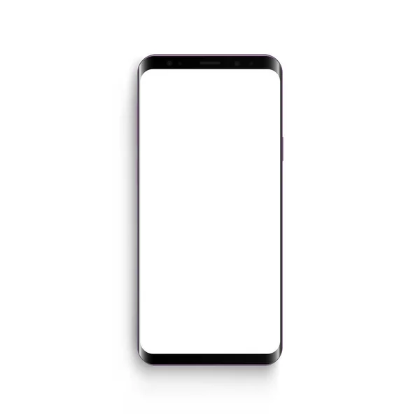 Keret Nélküli Mobil Telefon Modell Akár Üres Képernyő Elszigetelt Fehér — Stock Vector