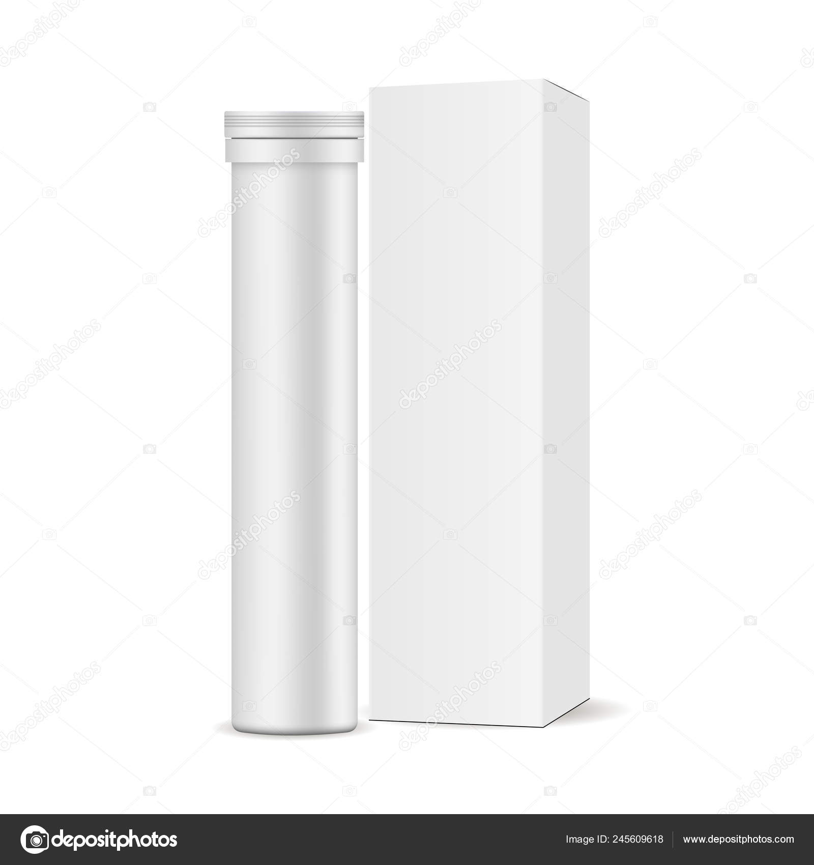 Download Effervescent Tablets Tube With Paper Box Mockup Vector Image By C Evgeniyzimin Vector Stock 245609618