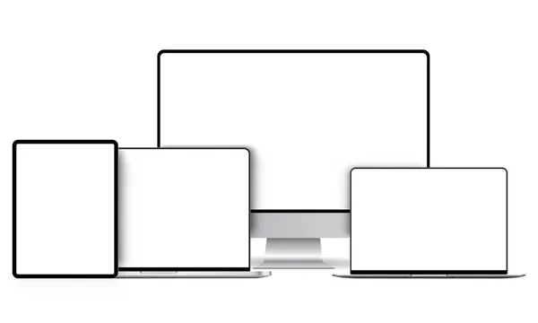 Moderne Geräte-Attrappen mit leeren Bildschirmen — Stockvektor