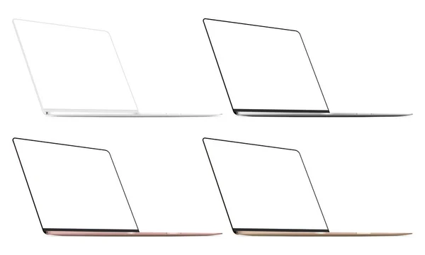 Conjunto de quatro laptops modernos isolados —  Vetores de Stock