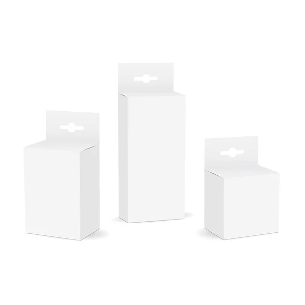 Ensemble de trois boîtes avec cintre à fente en euros — Image vectorielle