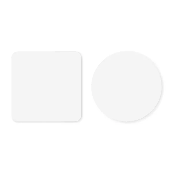 Dwa puste białe naklejki okrągłe i kwadratowe — Wektor stockowy