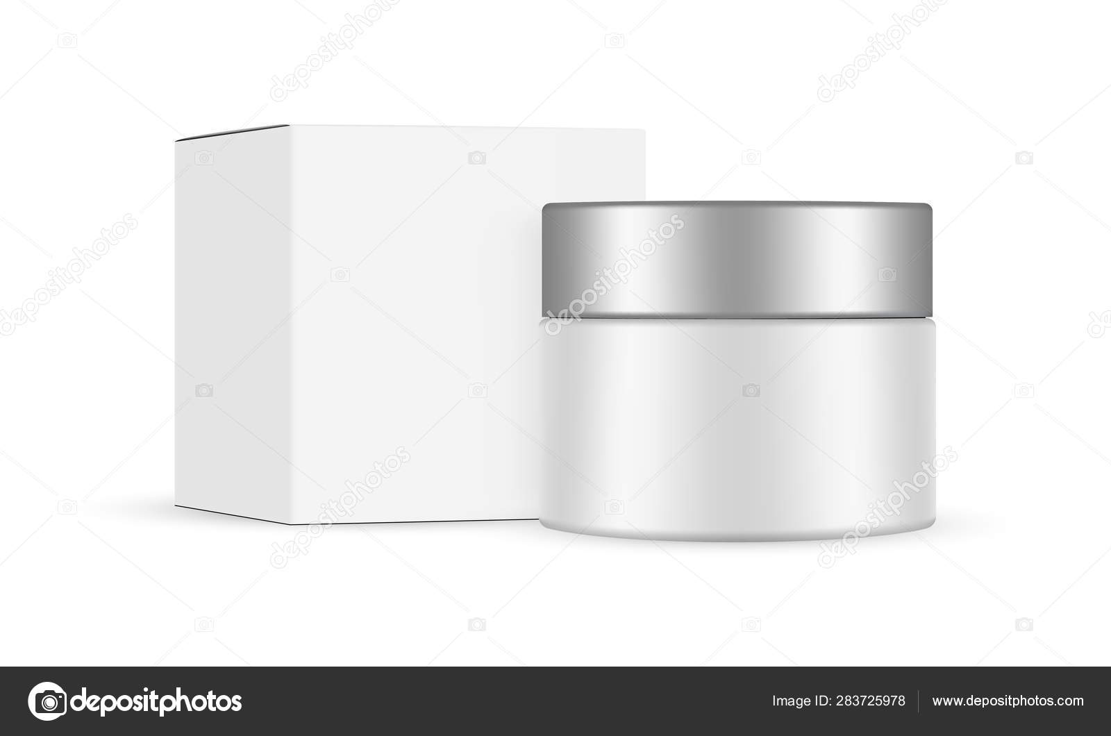 Download Cosmetic Jar Metal Cap Square Box Mockup Isolated White Background Vector Image By C Evgeniyzimin Vector Stock 283725978