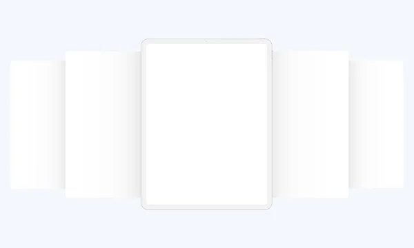 Modélisation Ordinateur Tablette Argile Avec Pages Wireframing Web Vierges Concept — Image vectorielle