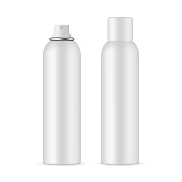 Deodorant Spray Fles Mockup Met Geopende Gesloten Dop Geïsoleerd Witte — Stockvector