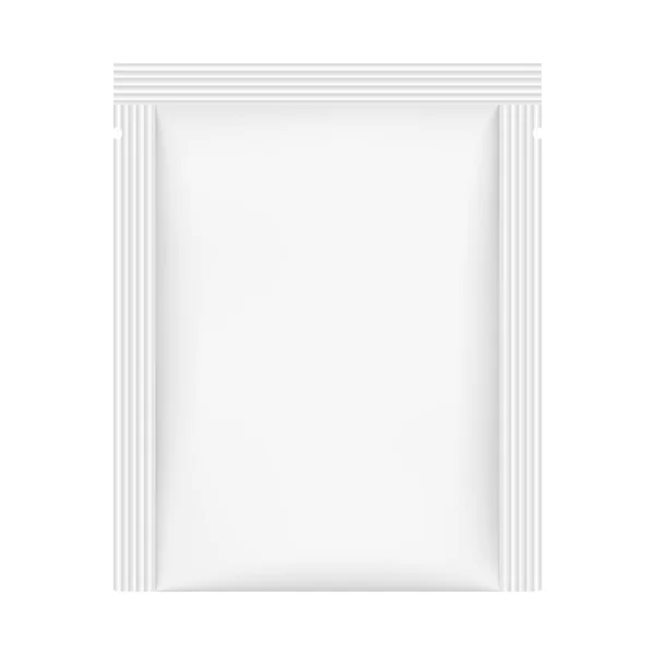 白い背景に隔離された長方形の小袋のモックアップ ベクトルイラスト — ストックベクタ