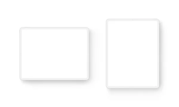 Ton Tablet Computer Horizontal Und Vertikal Attrappe Isoliert Auf Weißem — Stockvektor