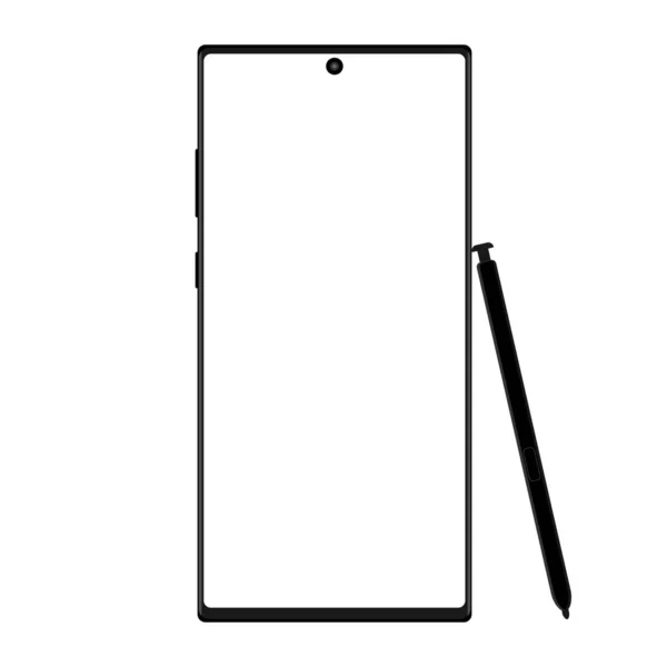 Moderne Wireframe Smartphone Met Stylus Geïsoleerd Witte Achtergrond Vector Illustratie — Stockvector