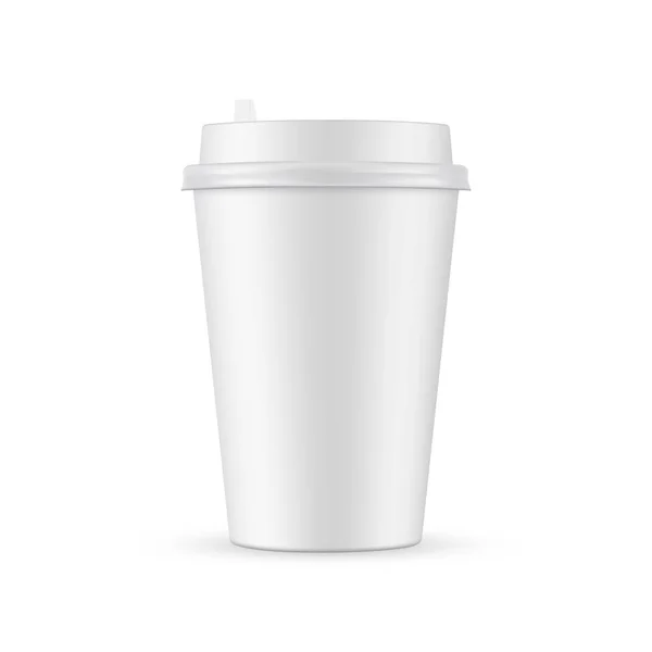 Papier Kaffeetassen Attrappe Isoliert Auf Weißem Hintergrund Vektorillustration — Stockvektor
