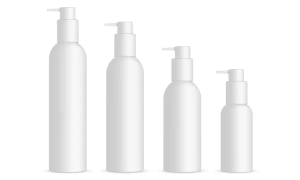 Set Cosmetic Bottles Pump 120Ml 100Ml 60Ml 30Ml Isolated White — Stock Vector