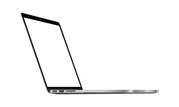Laptop Komputerowa Makieta Perspektywy Widok Boku Izolowany Białym Tle Ilustracja — Wektor stockowy
