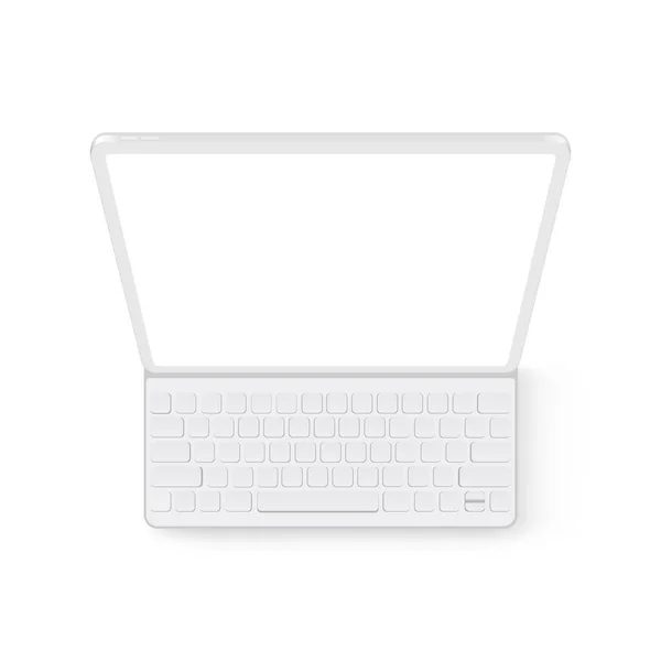 Tableta Arcilla Con Teclado Maqueta Vista Desde Arriba Ilustración Vectorial — Vector de stock