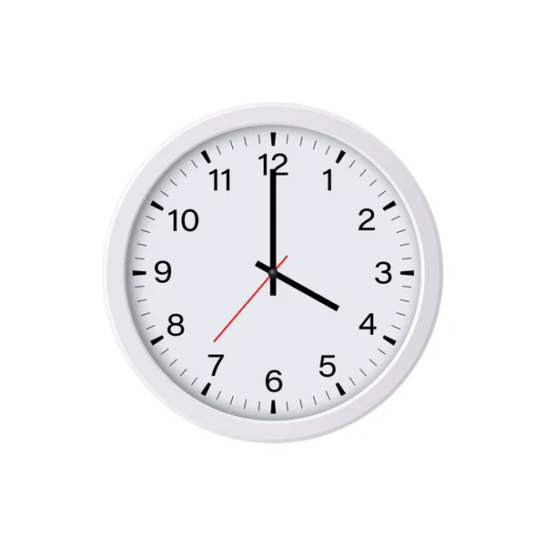 Relógio Parede Redondo Branco Mostrando Horas Isolado Ilustração Vetorial — Vetor de Stock