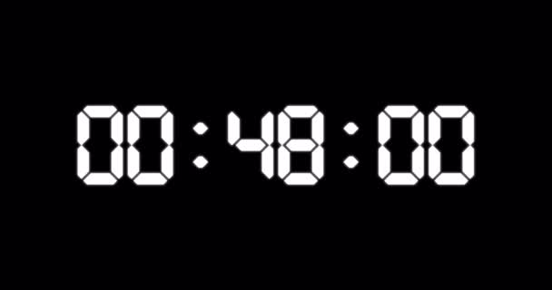 Een Minuut Countdown Timer Van Gloeiende Led Elektronische Witte Cijfers — Stockvideo