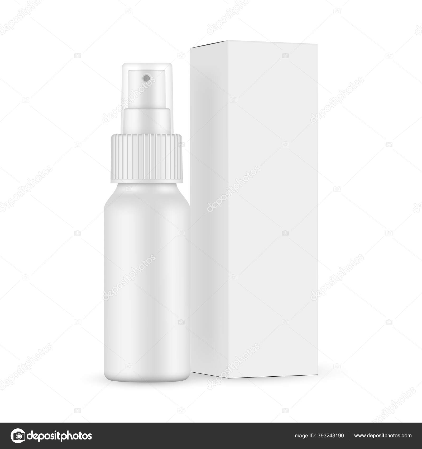 Download Matte Spray Bottle Mockup Transparent Cap Paper Box Side View Vector Image By C Evgeniyzimin Vector Stock 393243190