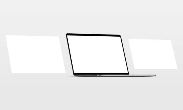 Laptop Com Tela Branco Páginas Web Quadro Branco Mockup Para —  Vetores de Stock