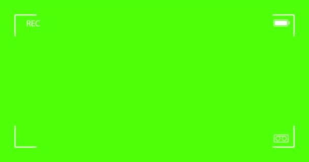 Camera Viewfinder Blinking Rec Icon Camera Recording Screen Green Background — Stock Video