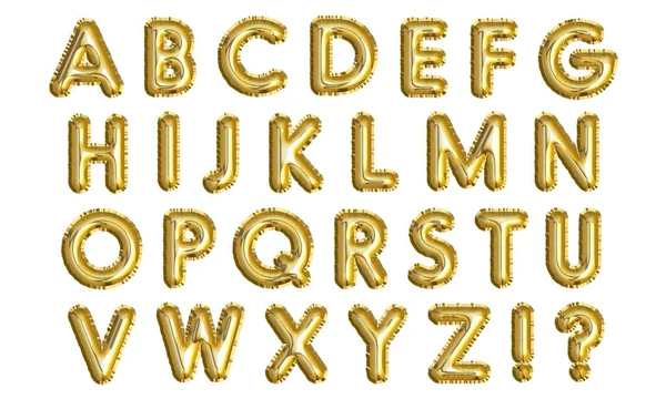 Golden Inflatable Balloons Letters Isolated White Background Foil Balloon Font — Stock Photo, Image