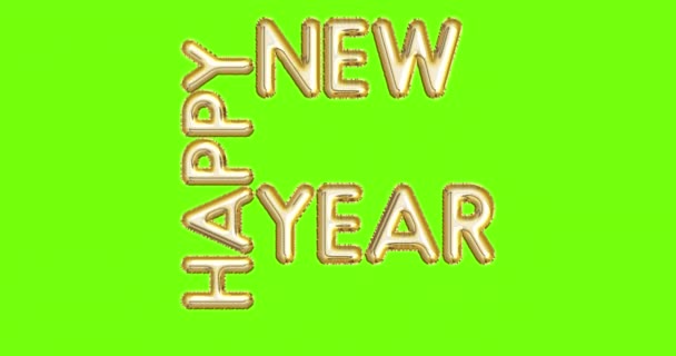 Worte Glückliches Neues Jahr 2021 Aus Goldenen Aufblasbaren Luftballons Die — Stockvideo