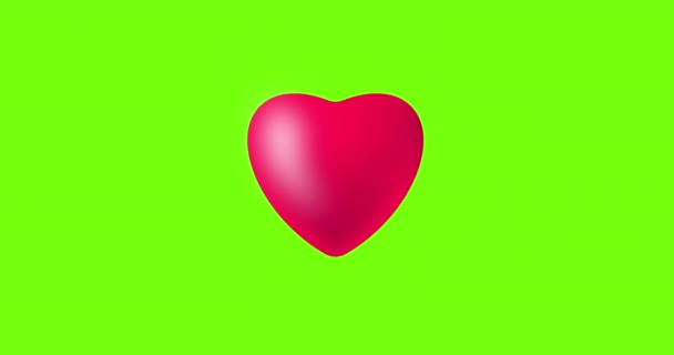 Animación Latidos Cardíacos Sobre Fondo Verde Corazón Rojo Animado — Vídeos de Stock