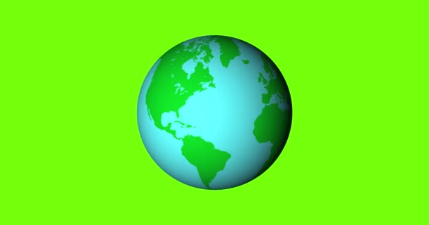 Terra Rotativa Planeta Animação Tela Verde — Vídeo de Stock