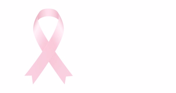 Animation Pink Ribbon Text Breast Cancer Awareness Month — Stock Video