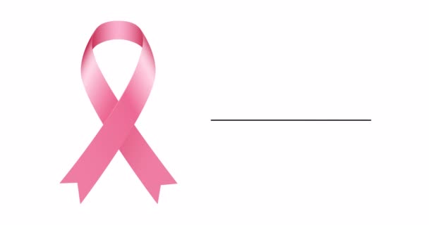 Animation Pink Ribbon Appearing Text Breast Cancer Awareness Month October — Stock Video