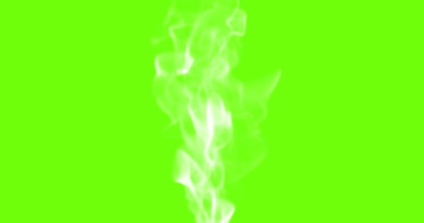 Biały Strumień Dymu Obraca Się Wznosi Animacja Zielonym Tle — Wideo stockowe