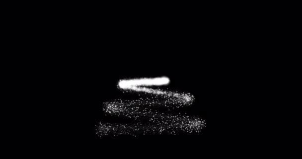 黒い背景に輝くアニメーション粒子で作られたクリスマスツリー — ストック動画