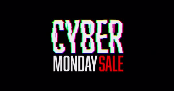 Cyber Monday Sale Animated Text Glitch Effect Advertising Banner Black Video Clip