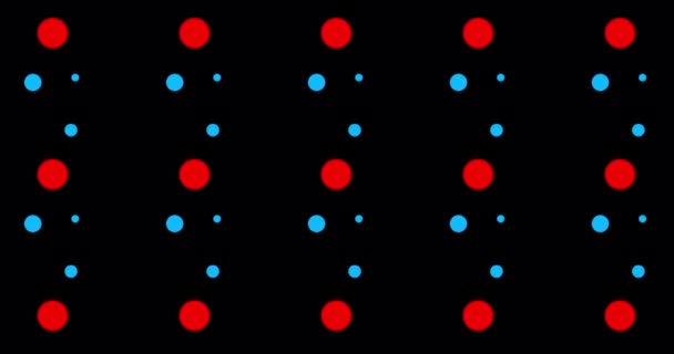 Geanimeerde Rode Blauwe Cirkels Met Vloeibaar Effect Dynamische Deeltjes Atomen — Stockvideo