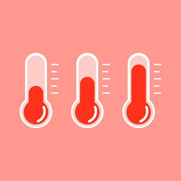 Thermometer Symbol Abbildung Von Thermometern Mit Unterschiedlichen Niveaus Flacher Stil — Stockvektor